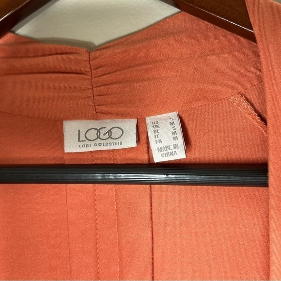 𝅺logo by Lori Goldstein Orange Rayon 230 Draped Front Cardigan, Size S - Picture 3 of 5
